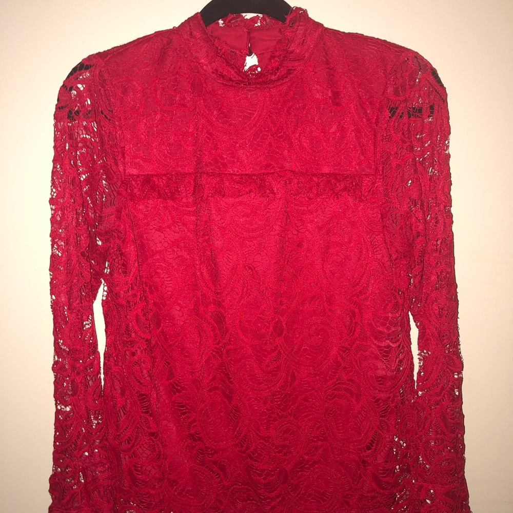 Red Lace Blouse